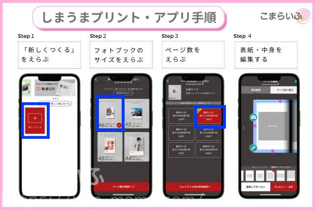 しまうまプリント　フォトブック　作り方　アプリ