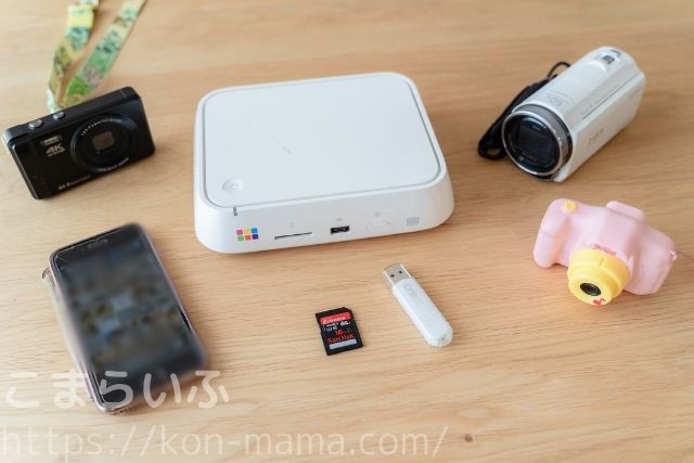 おもいでばこにSDカードやUSBを使った写真取り込みの様子