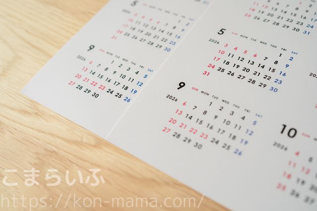 TOLOT A3ポスターカレンダーの数字部分を寄りで撮影した写真