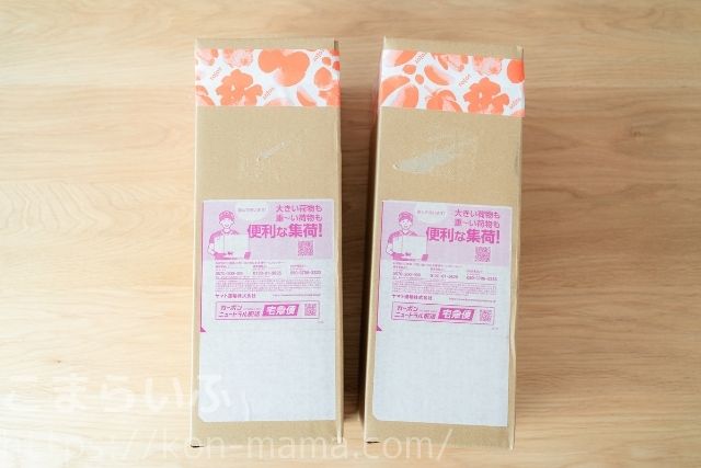 TOLOTのA3ポスターカレンダーが届いた際の梱包写真。厚紙の箱に丸めて梱包され、折れ防止がしっかりしている様子。