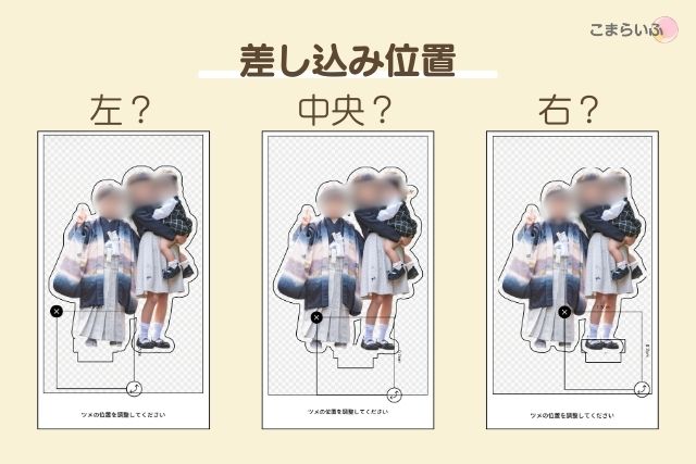 Acryアクリルスタンドの差し込み位置の違い比較