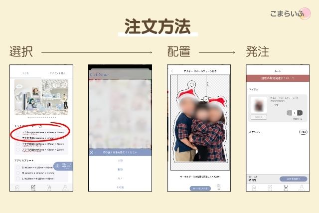 Acryキーホルダーの注文手順（選択・配置・発注）