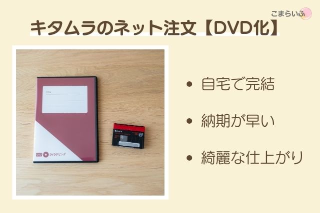 キタムラのネット注文でminiDVをDVD化した仕上がりのセット