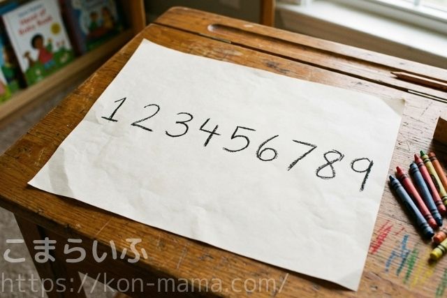 子どもが書いた数字の手書き文字。OKURUカレンダー作成前の元データ