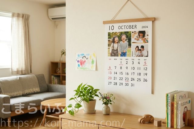 リビングに飾られたOKURUカレンダー壁掛け大サイズのイメージ